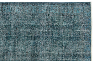 Turquoise  Over Dyed Vintage Rug 5'6'' x 8'9'' ft 168 x 266 cm