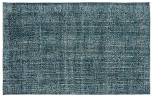 Turquoise  Over Dyed Vintage Rug 5'6'' x 8'9'' ft 168 x 266 cm