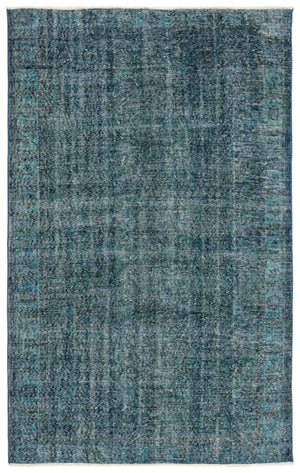 Turquoise  Over Dyed Vintage Rug 5'6'' x 8'9'' ft 168 x 266 cm
