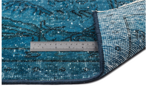 Traditional Design Turquoise Over Dyed Vintage Rug 6'2'' x 9'9'' ft 187 x 297 cm
