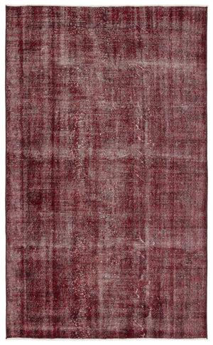 Red Over Dyed Vintage Rug 5'7'' x 9'3'' ft 171 x 281 cm