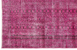 Fuchsia Over Dyed Vintage Rug 5'7'' x 9'5'' ft 171 x 286 cm