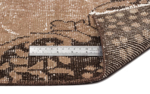 Brown Over Dyed Vintage Rug 5'6'' x 9'5'' ft 167 x 286 cm