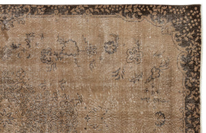 Brown Over Dyed Vintage Rug 5'6'' x 9'5'' ft 167 x 286 cm