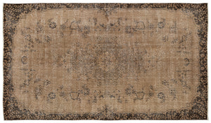 Brown Over Dyed Vintage Rug 5'6'' x 9'5'' ft 167 x 286 cm