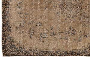 Brown Over Dyed Vintage Rug 5'6'' x 9'5'' ft 167 x 286 cm
