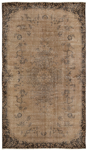 Brown Over Dyed Vintage Rug 5'6'' x 9'5'' ft 167 x 286 cm