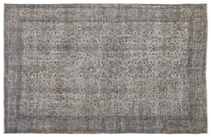 Blue Over Dyed Vintage Rug 5'8'' x 8'10'' ft 173 x 270 cm