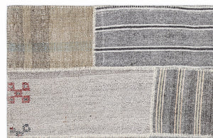 Striped Over Dyed Kilim Patchwork Unique Rug 5'3'' x 7'7'' ft 160 x 230 cm