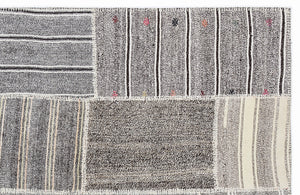 Striped Over Dyed Kilim Patchwork Unique Rug 5'3'' x 7'7'' ft 160 x 230 cm