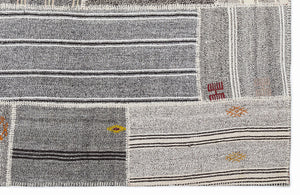 Striped Over Dyed Kilim Patchwork Unique Rug 5'3'' x 7'7'' ft 160 x 230 cm