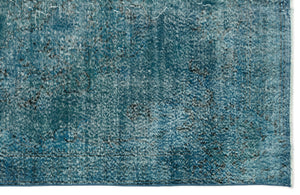 Turquoise Over Dyed Vintage Rug 5'11'' x 9'6'' ft 180 x 290 cm