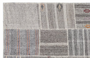 Striped Over Dyed Kilim Patchwork Unique Rug 5'3'' x 7'7'' ft 160 x 230 cm