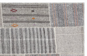 Striped Over Dyed Kilim Patchwork Unique Rug 5'3'' x 7'7'' ft 160 x 230 cm