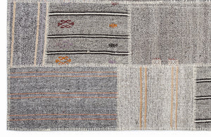Striped Over Dyed Kilim Patchwork Unique Rug 5'3'' x 7'7'' ft 160 x 230 cm