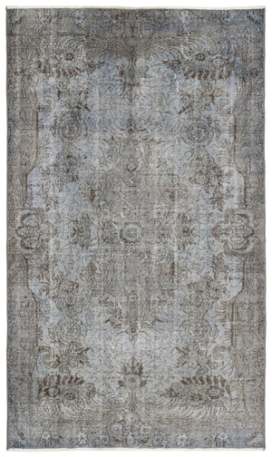 Blue Over Dyed Vintage Rug 5'5'' x 9'3'' ft 166 x 282 cm