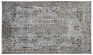Blue Over Dyed Vintage Rug 5'5'' x 9'3'' ft 166 x 282 cm