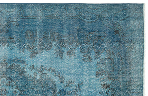 Turquoise Over Dyed Vintage Rug 5'7'' x 9'7'' ft 170 x 293 cm