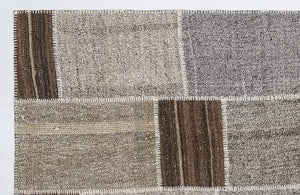 Striped Over Dyed Kilim Patchwork Unique Rug 5'3'' x 7'7'' ft 160 x 230 cm