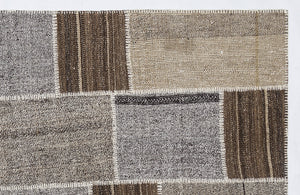 Striped Over Dyed Kilim Patchwork Unique Rug 5'3'' x 7'7'' ft 160 x 230 cm