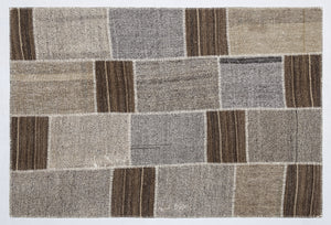 Striped Over Dyed Kilim Patchwork Unique Rug 5'3'' x 7'7'' ft 160 x 230 cm