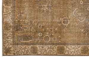 Brown Over Dyed Vintage Rug 5'9'' x 9'2'' ft 175 x 280 cm