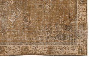 Brown Over Dyed Vintage Rug 5'9'' x 9'2'' ft 175 x 280 cm