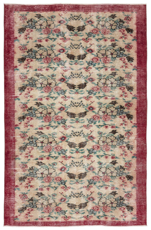 Naturel Over Dyed Vintage Rug 5'3'' x 8'2'' ft 161 x 250 cm
