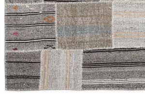 Striped Over Dyed Kilim Patchwork Unique Rug 5'3'' x 7'7'' ft 160 x 230 cm