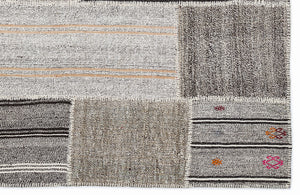 Striped Over Dyed Kilim Patchwork Unique Rug 5'3'' x 7'7'' ft 160 x 230 cm