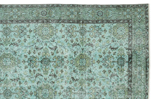 Turquoise Over Dyed Vintage Rug 5'11'' x 9'7'' ft 180 x 293 cm