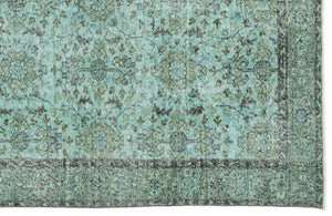 Turquoise Over Dyed Vintage Rug 5'11'' x 9'7'' ft 180 x 293 cm