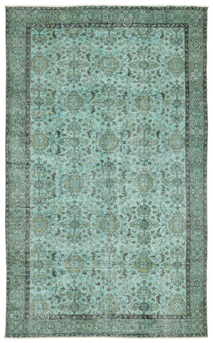 Turquoise Over Dyed Vintage Rug 5'11'' x 9'7'' ft 180 x 293 cm