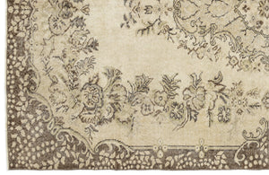 Beige Over Dyed Vintage Rug 5'10'' x 9'4'' ft 179 x 285 cm