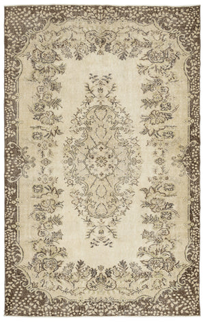 Beige Over Dyed Vintage Rug 5'10'' x 9'4'' ft 179 x 285 cm