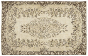 Beige Over Dyed Vintage Rug 5'10'' x 9'4'' ft 179 x 285 cm