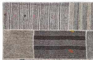 Striped Over Dyed Kilim Patchwork Unique Rug 5'3'' x 7'7'' ft 160 x 230 cm