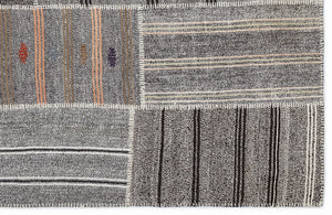Striped Over Dyed Kilim Patchwork Unique Rug 5'3'' x 7'7'' ft 160 x 230 cm