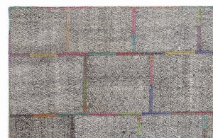 Striped Over Dyed Kilim Patchwork Unique Rug 5'3'' x 7'7'' ft 160 x 230 cm