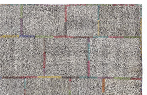 Striped Over Dyed Kilim Patchwork Unique Rug 5'3'' x 7'7'' ft 160 x 230 cm