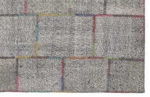 Striped Over Dyed Kilim Patchwork Unique Rug 5'3'' x 7'7'' ft 160 x 230 cm
