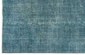 Turquoise Over Dyed Vintage Rug 5'5'' x 8'11'' ft 164 x 273 cm