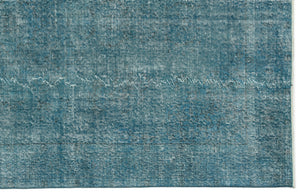 Turquoise Over Dyed Vintage Rug 5'5'' x 8'11'' ft 164 x 273 cm