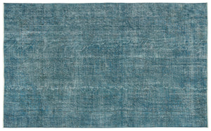 Turquoise Over Dyed Vintage Rug 5'5'' x 8'11'' ft 164 x 273 cm