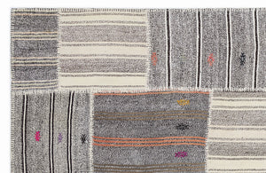 Striped Over Dyed Kilim Patchwork Unique Rug 5'3'' x 7'7'' ft 160 x 230 cm
