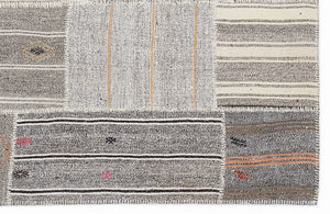 Striped Over Dyed Kilim Patchwork Unique Rug 5'3'' x 7'7'' ft 160 x 230 cm