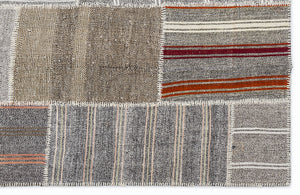 Striped Over Dyed Kilim Patchwork Unique Rug 5'3'' x 7'7'' ft 160 x 230 cm