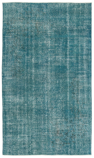 Turquoise Over Dyed Vintage Rug 5'1'' x 8'9'' ft 155 x 266 cm
