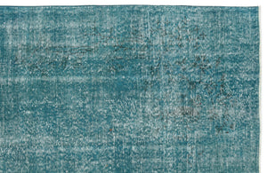 Turquoise Over Dyed Vintage Rug 5'1'' x 8'9'' ft 155 x 266 cm