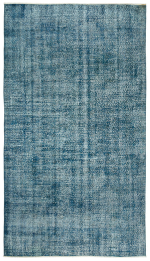 Turquoise Over Dyed Vintage Rug 5'3'' x 9'7'' ft 160 x 291 cm